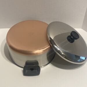 Revere Ware 4 1/2 Qt Stock Pot 79 Copper Bottom w/ Lid Clinton, ILL Stainless
